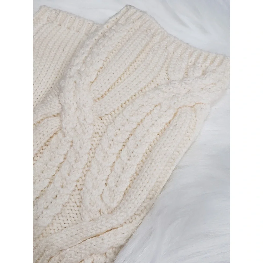 NEW IN CREAM 100% MERINO WOOL Club Monaco Fingerless Gloves Hand Warmers